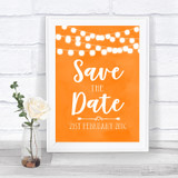 Orange Watercolour Lights Save The Date Personalized Wedding Sign