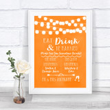 Orange Watercolour Lights Signature Favourite Drinks Personalized Wedding Sign