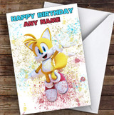 Tales Sonic The Hedgehog Splatter Art Children's Kids Personalized Birthday Card