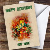 The Lego Movie Watercolor Splatter Children's Kids Personalized Birthday Card