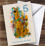 Scooby Doo Watercolor Just Blue Children's Kids Personalized Birthday Card