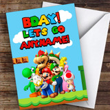 Super Mario Lets Go Retro Gaming Children's Kids Personalized Birthday Card