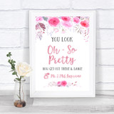 Pink Watercolour Floral Toilet Get Out & Dance Personalized Wedding Sign