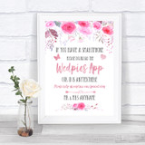 Pink Watercolour Floral Wedpics App Photos Personalized Wedding Sign