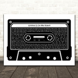 Deee-Lite Groove Is In the Heart Black & White Music Cassette Tape Song Lyric Art Print