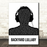 Demun Jones Backyard Lullaby Black & White Man Headphones Song Lyric Art Print