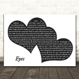 Ollie Eyes Landscape Black & White Two Hearts Song Lyric Art Print