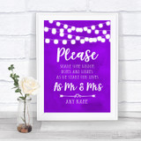 Purple Watercolour Lights Share Your Wishes Personalized Wedding Sign