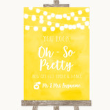 Yellow Watercolour Lights Toilet Get Out & Dance Personalized Wedding Sign