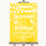 Yellow Watercolour Lights Welcome To Our Wedding Personalized Wedding Sign