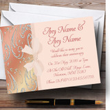 Pale Pink Coral Diamante Bow Wedding Anniversary Party Personalized Invitations