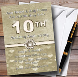 Titanium Gold And White 10Th Personalized Anniversary Party Invitations
