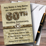 Titanium Gold Sparkly 60Th Personalized Anniversary Party Invitations