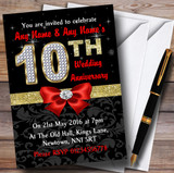 Red Black Gold Diamond Wedding Anniversary Party Personalized Invitations