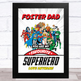 Foster Dad My Favourite Superhero Vintage Personalized Father's Day Gift Print
