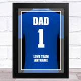 Dad No.1 Football Shirt Blue Personalized Dad Father's Day Gift Wall Art Print