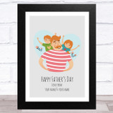 Dad, Son & Daughter Design 4 Personalized Dad Father's Day Gift Wall Art Print