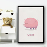 Pig Cartoon Simple Wall Art Print