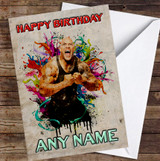 Dwayne Johnson Fade Splatter Personalized Birthday Card