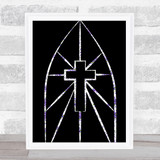 Lavender Floral Crucifix Arch Gothic Wall Art Print