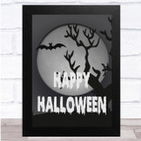 Spooky Halloween Grey And White Wall Art Print