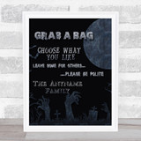 Grab A Bag Poem Graveyard Moon Personalized Wall Art Print