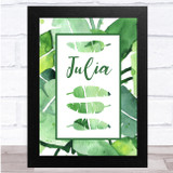 Beautiful Watercolor Tropical Leaf Any Name Personalized Wall Art Print