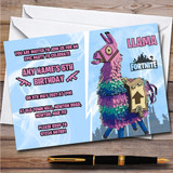 Llama Gaming Comic Style Fortnite Skin Children's Birthday Party Invitations
