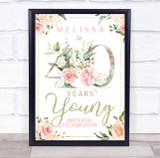 Floral Rose Gold Numbers Any Age Young Birthday Personalized Event Party Sign