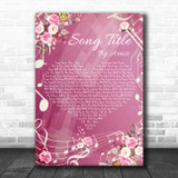 Pink Floral Music Notes Heart Any Song Lyric Personalized Music Wall Art Print