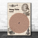 Vintage Instruments Vinyl Record Any Song Lyric Personalized Music Art Print