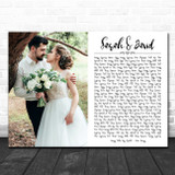 Landscape Rectangle Full Side Wedding Photo White Any Song Lyric Wall Art Print