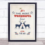 Its The Most Wonderful Time Of The Year Christmas Reindeer Wall Art Print