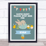 Personalized Easter Bunny Laying On Egg Please Stop Here Event Sign Print