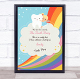 Blonde Girl Rainbow Tooth Fairy Personalized Certificate Award Print