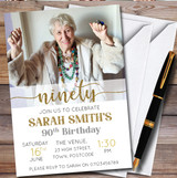 Minimal Photo 90Th Ninety personalized Birthday Party Invitations