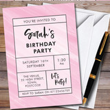 Minimalistic Pink personalized Birthday Party Invitations