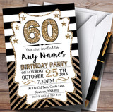 Black & White Bronze Chevrons 60th Personalized Birthday Party Invitations