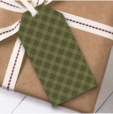 Dark Green Chequered Cross Stitch Christmas Present Favor Gift Tags