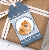 Pomeranian Dog Blue Birthday Present Favor Gift Tags