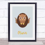 Initial Funky Letter O With Owl Personalised Children's Wall Art Print