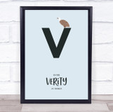 Initial Letter V With Vulture Personalised Children's Wall Art Print