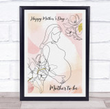 Line Art Mum Pregnancy Pastel Personalized Gift Art Print