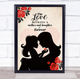 Silhouette Of Woman Holding Daughter Roses Wall Art Personalized Gift Art Print