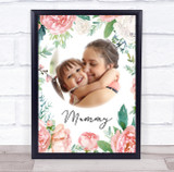 Watercolour Pink Floral Photo Heart Mum Personalized Gift Art Print