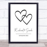 Wedding Couple Names Hearts Simple Special Names Date Personalized Gift Print