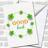 Four Leaf Clover Wreath Good Luck Polka Dot Orange Green Personalized Card