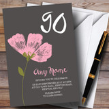 Pink Watercolour Flower 90th Personalized Birthday Party Invitations