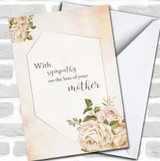 Watercolor White Roses Peach With Sympathy Loss Of Mother Personalized Card