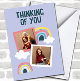 Thinking Of You Rainbow Photo Purple Sympathy Personalized Card